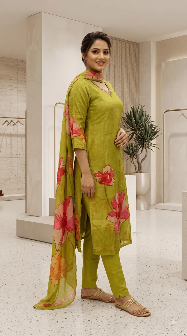 Green_Crepe_Straight_Floral_Print_Kurti_Set_For_Women