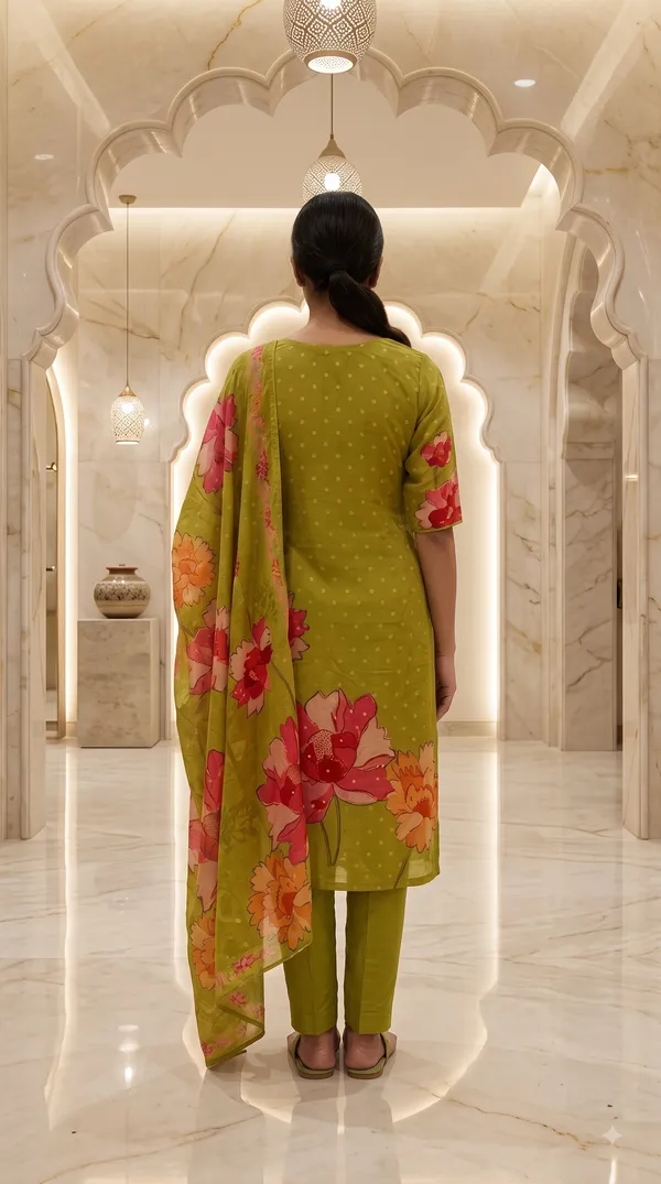 Green_Crepe_Straight_Floral_Print_Kurti_Set_For_Women