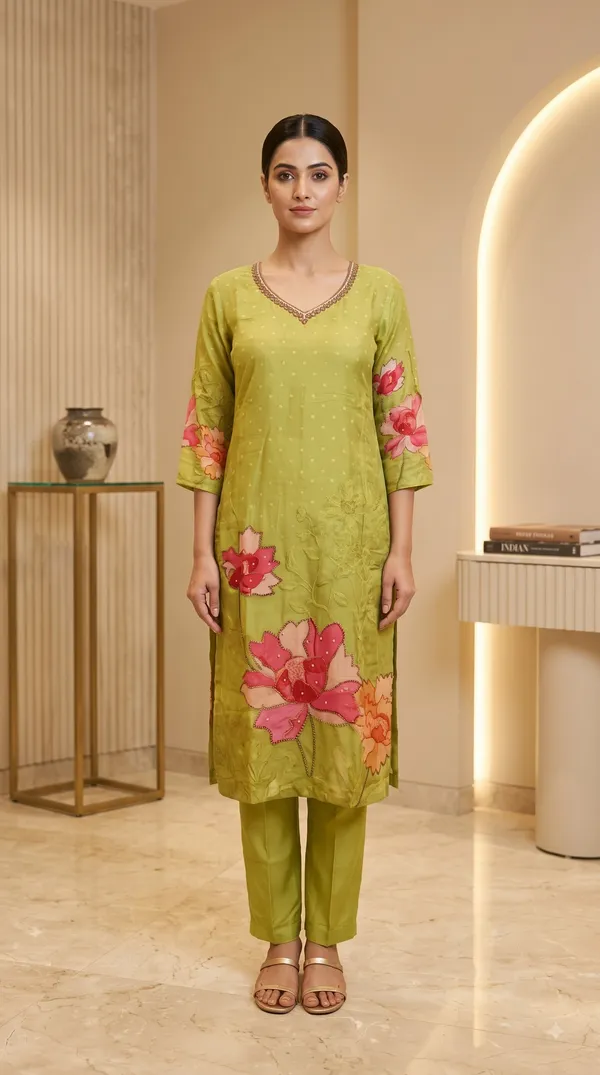 Green_Crepe_Straight_Floral_Print_Kurti_Set_For_Women