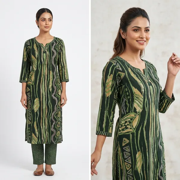 Green_Rayon_Straight_Printed_Kurta_And_Pant_Set_For_Women