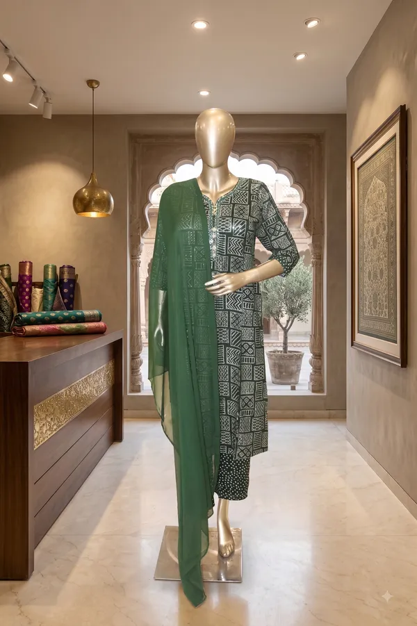 Green_Rayon_Straight_Geometric_Print_Kurta_Set_For_Women