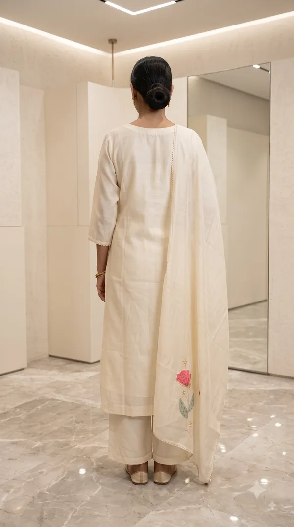 Cream_Mal_Cotton_Floral_Embroidered_Kurti_Pant_Set_For_Women
