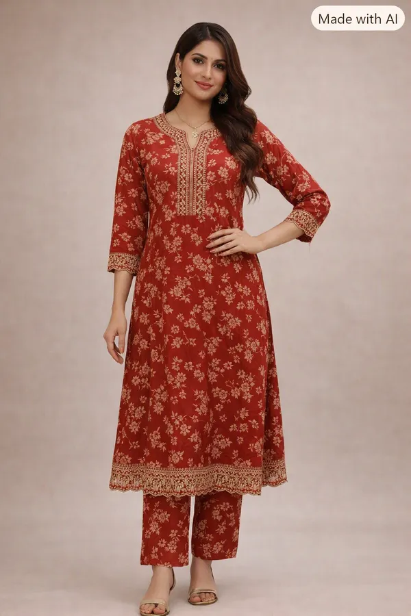 Maroon_Printed_Anarkali_Kurti_set_for_woman