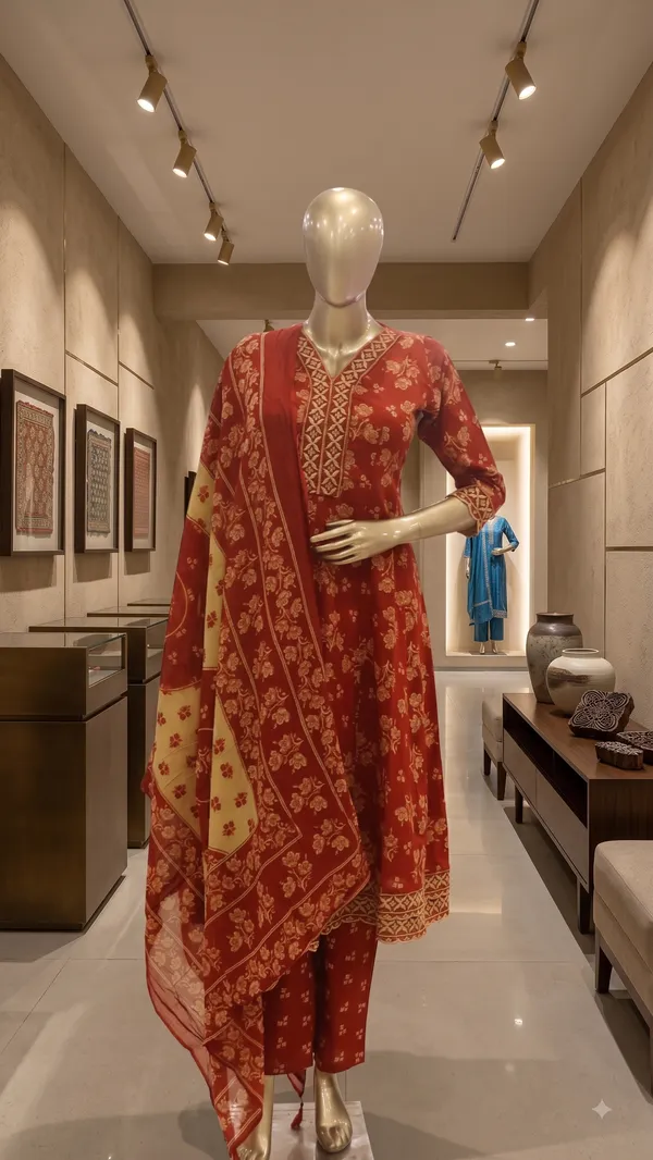 Maroon_Printed_Anarkali_Kurti_set_for_woman