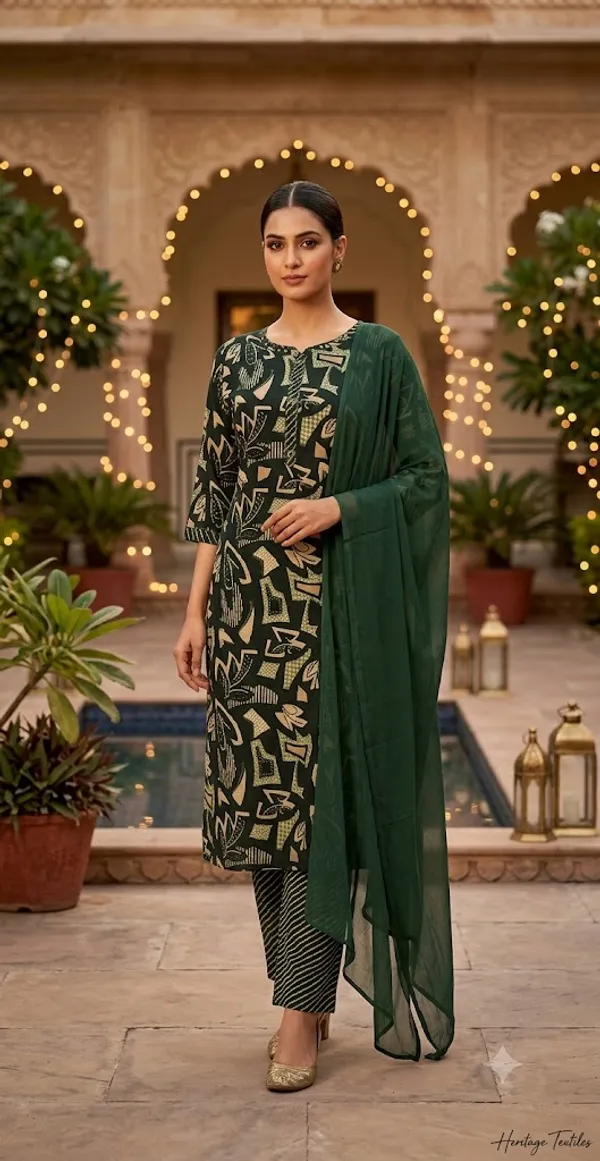 Black_Cotton-Rayon_Straight_Geometric_Print_Kurta_Set_For_Women