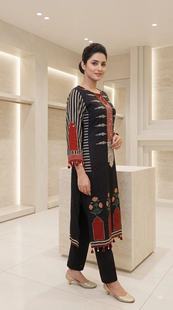 Black_Crepe_Embroidered_Kurti_Set_For_Women