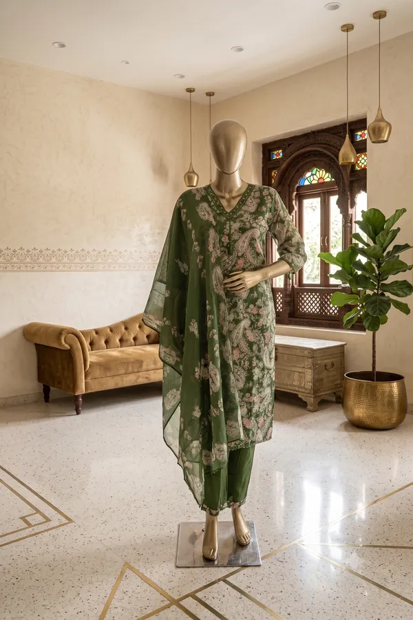 Green_Cotton_Straight_Floral_Print_Kurta_Set_For_Women