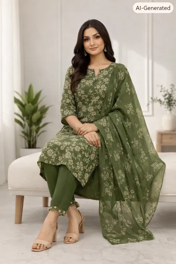 Green_Cotton_Straight_Floral_Print_Kurta_Set_For_Women
