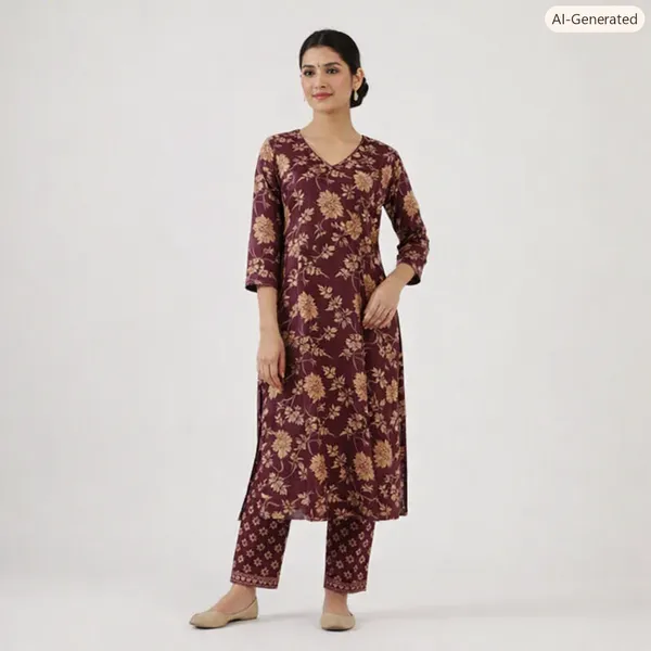 Maroon_Cotton_Straight_Floral_Print_Kurta_Set_For_Women