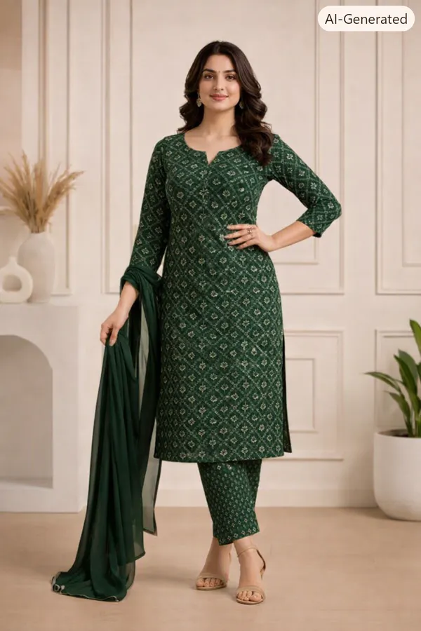 Green_Rayon_Straight_Geometric_Print_Kurta_Set_For_Women