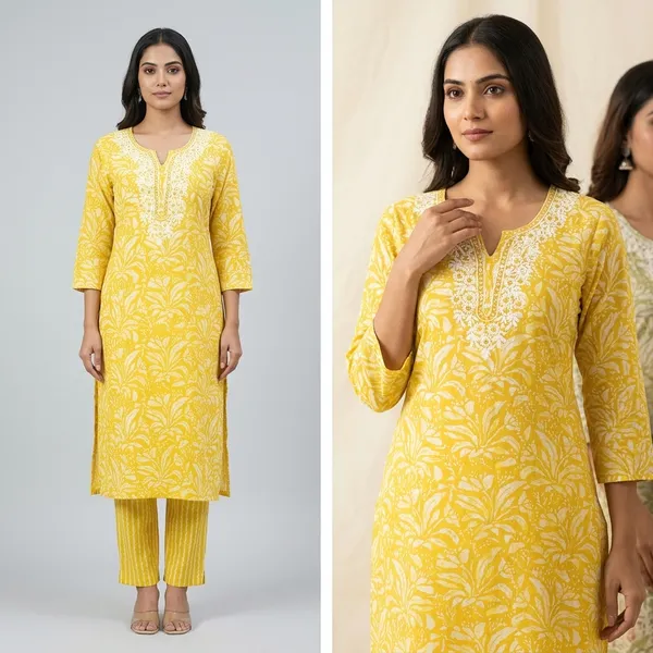 Yellow_Cotton_Printed_Kurta_Set_For_Women