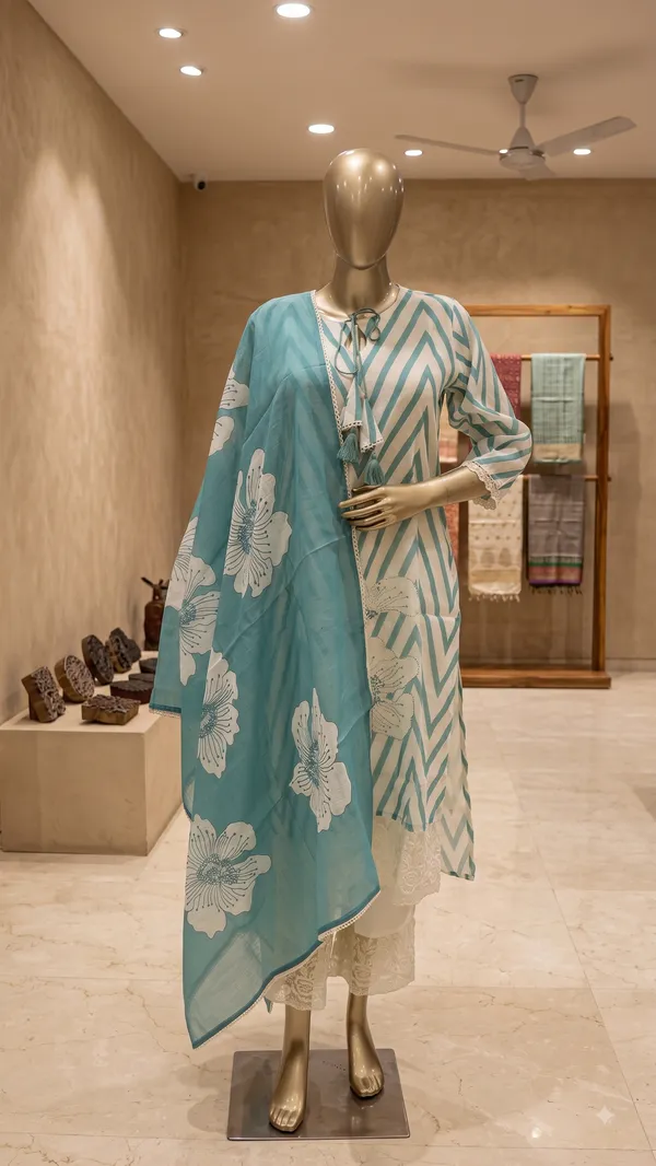 Mint_Green_and_White_Striped_Kurta_Set_for_woman