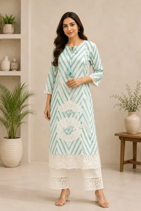Mint_Green_and_White_Striped_Kurta_Set_for_woman