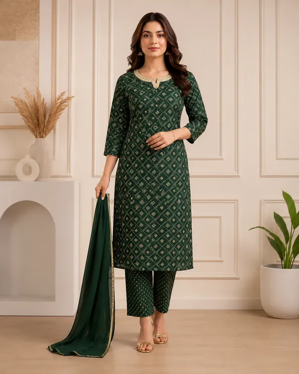Green_Rayon_Straight_Geometric_Print_Kurta_Set_For_Women