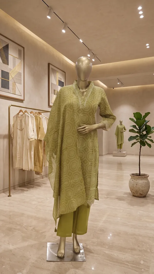 Olive_Green_Cotton_Kurta_Pant_Set_for_woman