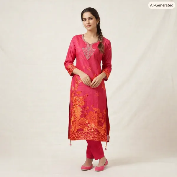 Pink_Crepe_Straight_Floral_Print_Kurti_Set_For_Women