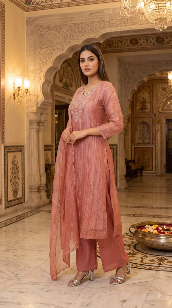 Pink_Crepe_Embroidered_Kurti_Set_For_Women