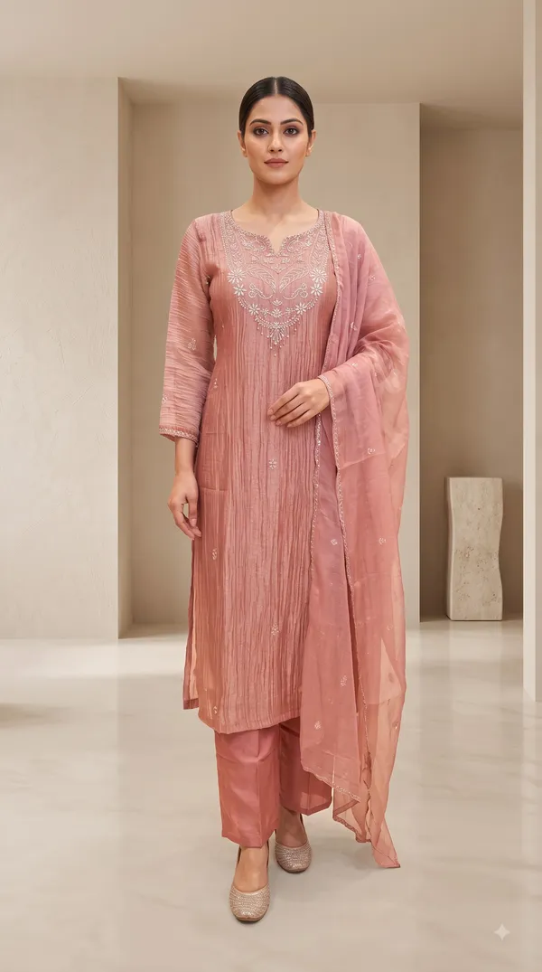 Pink_Crepe_Embroidered_Kurti_Set_For_Women