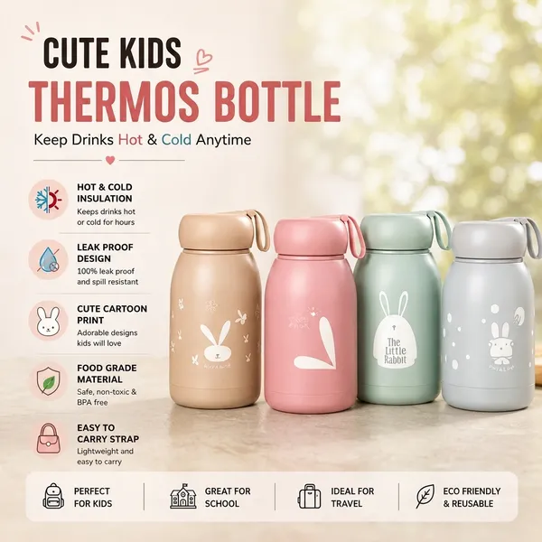Pink_Stainless_Steel_Teddy_Water_Bottle_For_Kids_Travel