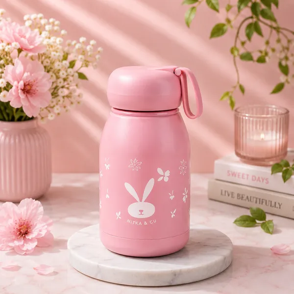 Pink_Stainless_Steel_Teddy_Water_Bottle_For_Kids_Travel