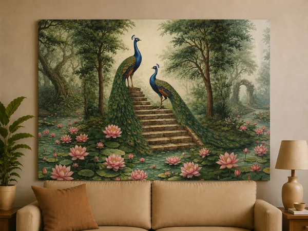 Multicolor_Canvas_Nature_Peacock_Floral_Wall_Art