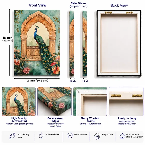 Multicolor_Canvas_Traditional_Peacock_Floral_Wall_Art