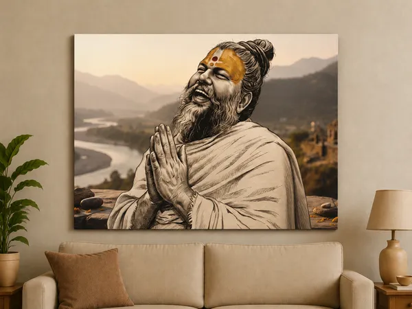Multicolor_Canvas_Spiritual_Sadhu_Wall_Art