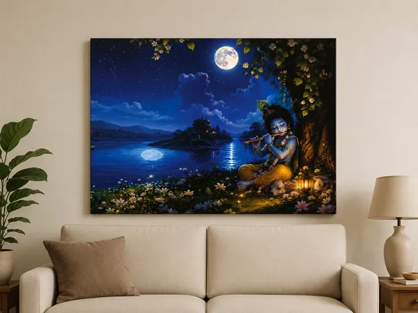 Multicolor_Canvas_Devotional_Krishna_Night_Scene_Wall_Art