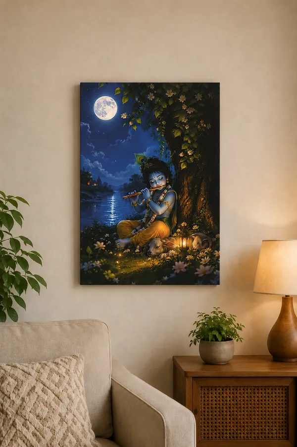 Multicolor_Canvas_Devotional_Krishna_Night_Scene_Wall_Art