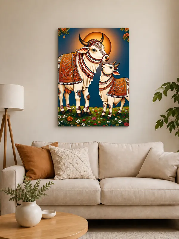 Multicolor_Canvas_Traditional_Cow_Wall_Art