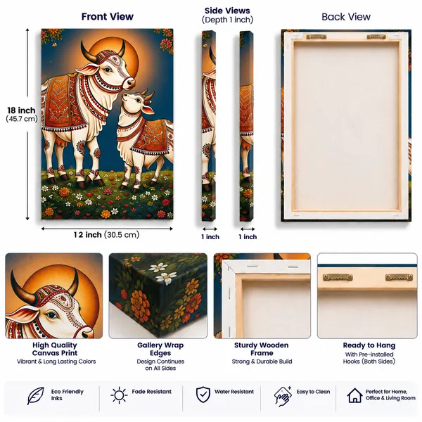 Multicolor_Canvas_Traditional_Cow_Wall_Art