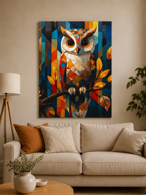 Multicolor_Canvas_Geometric_Owl_Print_Wall_Art