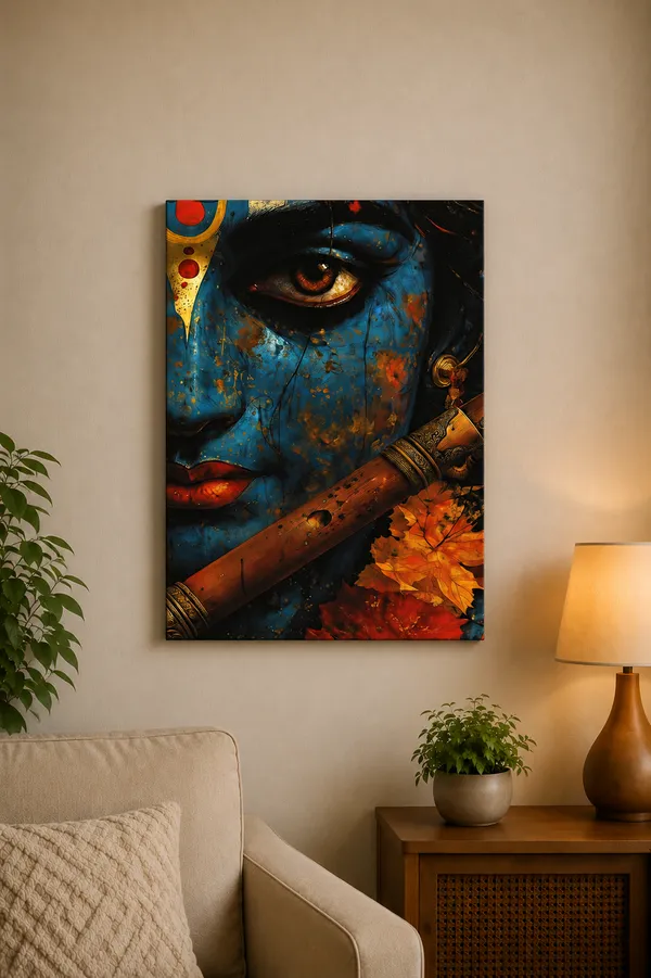 Multicolor_Canvas_Artistic_Face_Flute_Print_Wall_Art