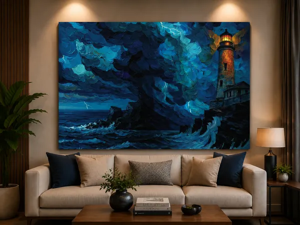 Multicolor_Canvas_Coastal_Storm_Lighthouse_Print_Wall_Art