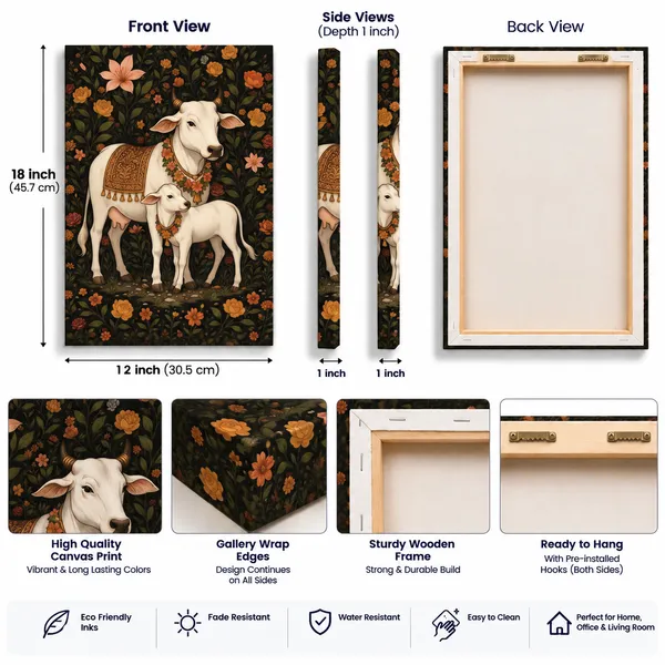Multicolor_Canvas_Traditional_Floral_Cow_Wall_Art