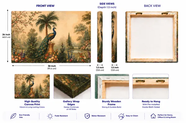 Canvas_Traditional_Peacock_Garden_Scene_Wall_Art