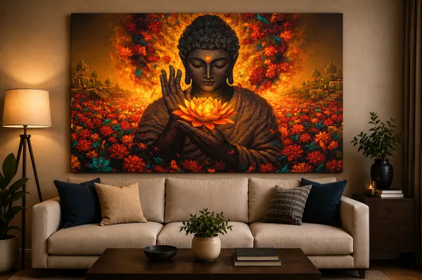 Canvas_Spiritual_Buddha_Lotus_Floral_Wall_Art