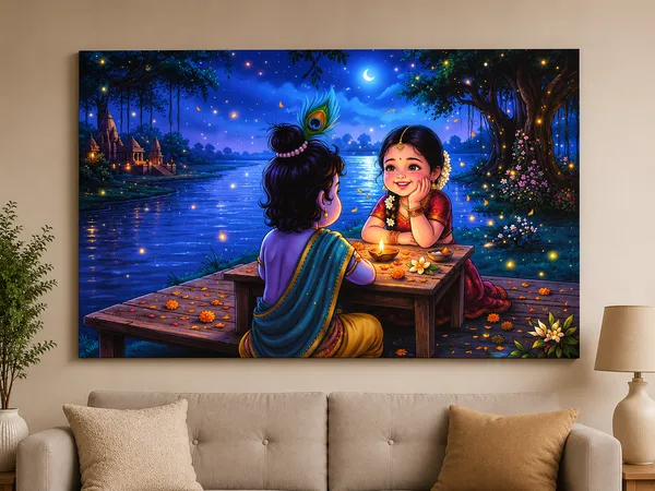 Canvas_Illustrated_Moonlit_Lakeside_Women_Scene_Wall_Art