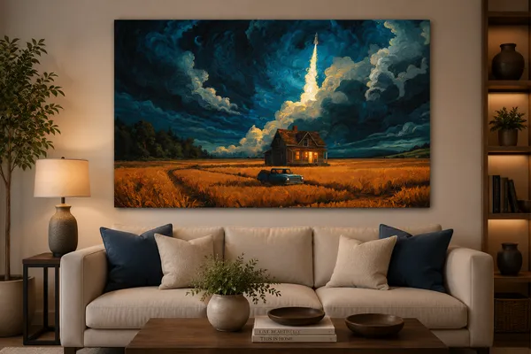 Canvas_Countryside_House_Night_Sky_Scene_Wall_Art