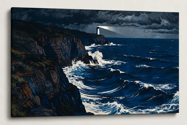 Canvas_Coastal_Lighthouse_Rocky_Seascape_Wall_Art