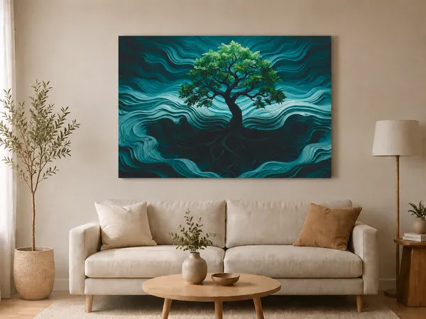 Canvas_Abstract_Teal_Wave_Tree_Print_Wall_Art