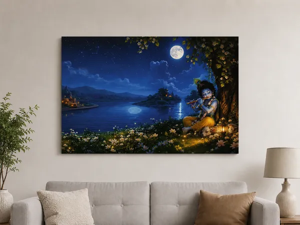 Canvas_Traditional_Krishna_Moonlit_Night_Scene_Wall_Art