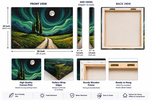 Canvas_Landscape_Moonlit_Pathway_Swirl_Sky_Wall_Art