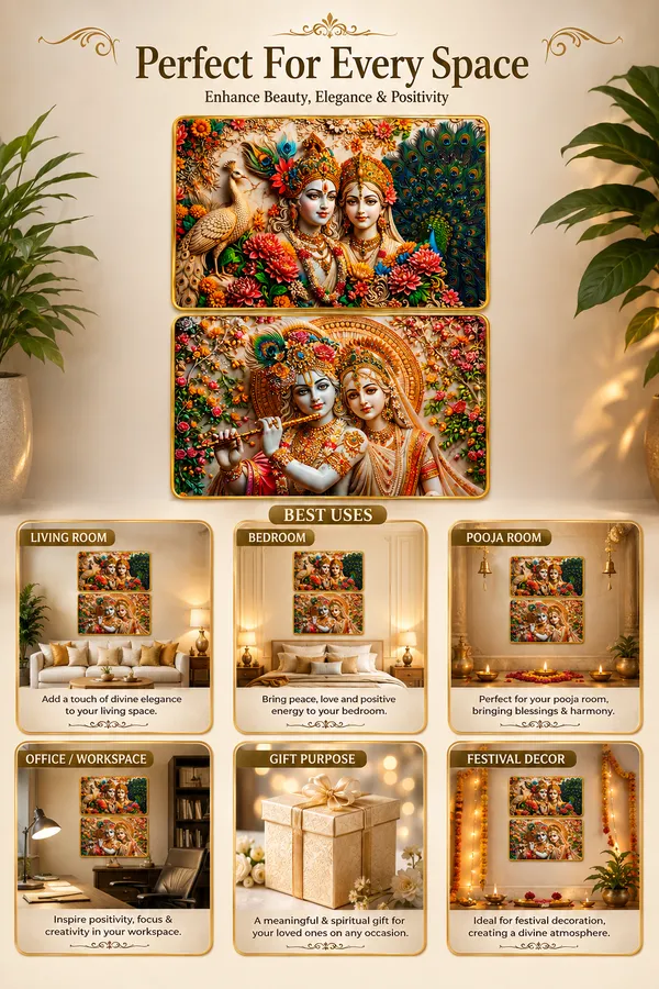 Radha_Krishna_3D_Embossed_Floral_Wall_Art_Photo_Frame_(Set_of_2)