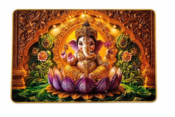 Mdf_Resin_Ganesha_Lotus_Golden_Print_Religious_Wall_Frame