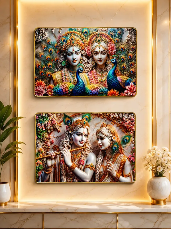 Radha_Krishna_3D_Relief_Embossed_Wall_Art_Photo_Frame_Set_of_2
