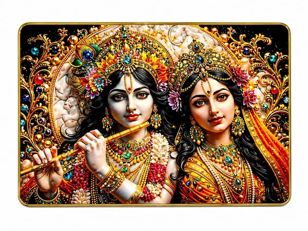 Mdf_Radha_Krishna_Golden_Jewelled_Embossed_Wall_Art_Frame