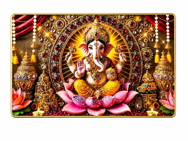 Mdf_Ganesha_Jewel_Embellished_Golden_Wall_Art_Frame