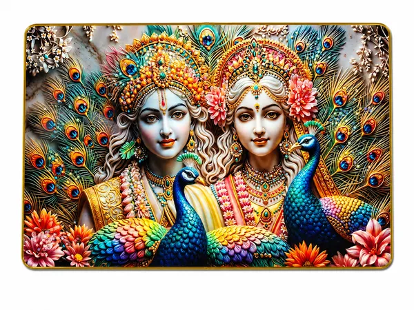 Mdf_Wood_Devotional_Radha_Krishna_Peacock_Motif_Wall_Art_Frame
