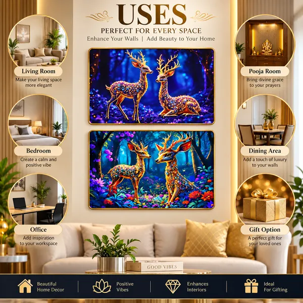 Magical_Golden_Deer_3D_Relief_Wall_Art_Photo_Frame_Set_of_2